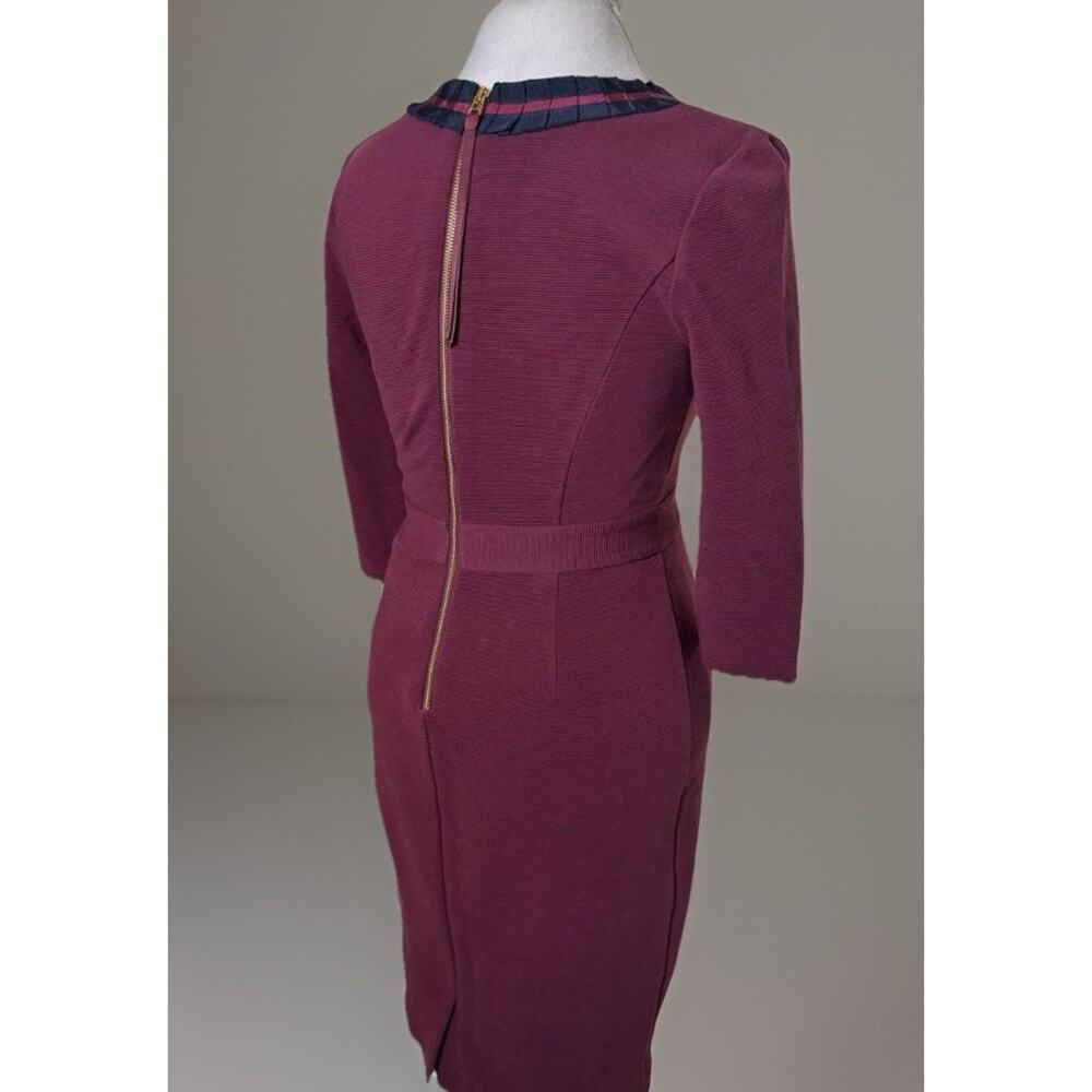 Boden Burgundy Navy Polperro Ottoman Dress | Wiggle | Retro Inspired | Stretch - Picture 2 of 8